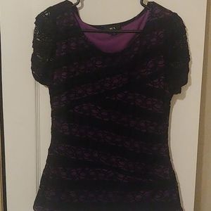 Lacey purple & black blouse